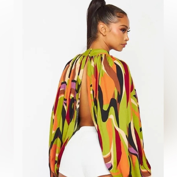 ROMANTIC PRINT PUFF TOP - Picture 3 of 4